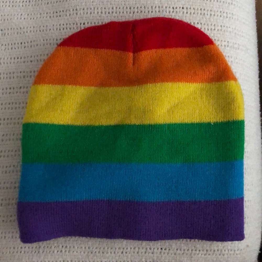 Rainbow beanie.